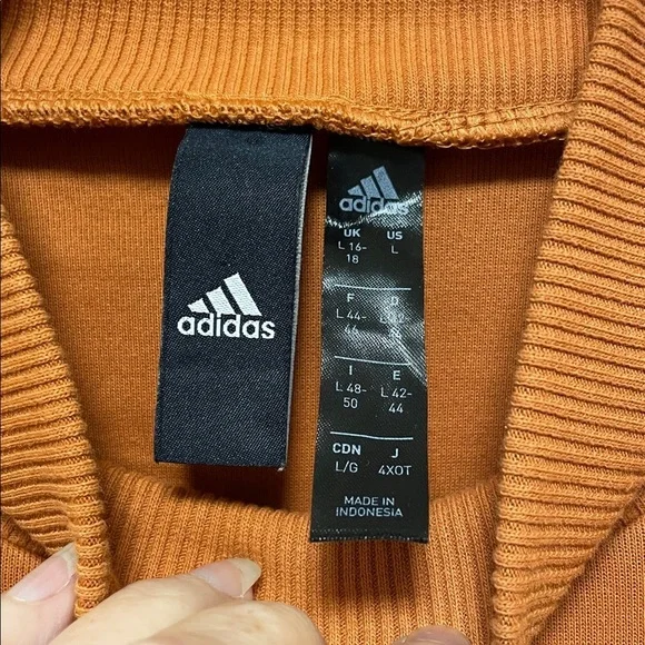 Adidas | Varsity | MockNeck | Burnt Orange | Pullover| Crop Sweatshirt | Size L - Picture 7 of 16